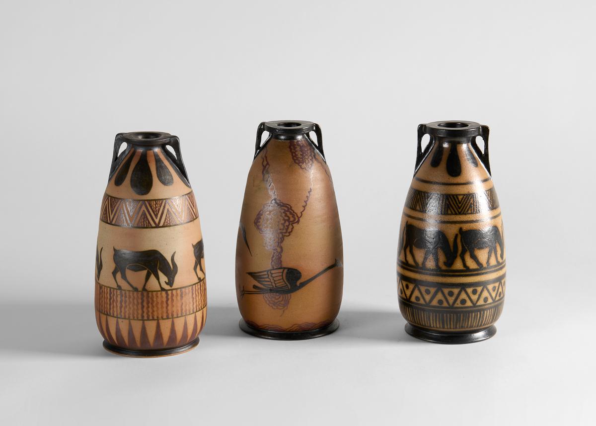 Vase en céramique, grès émaillé, poterie de Ciboure, France, vers 1925 Bon état - En vente à New York, NY