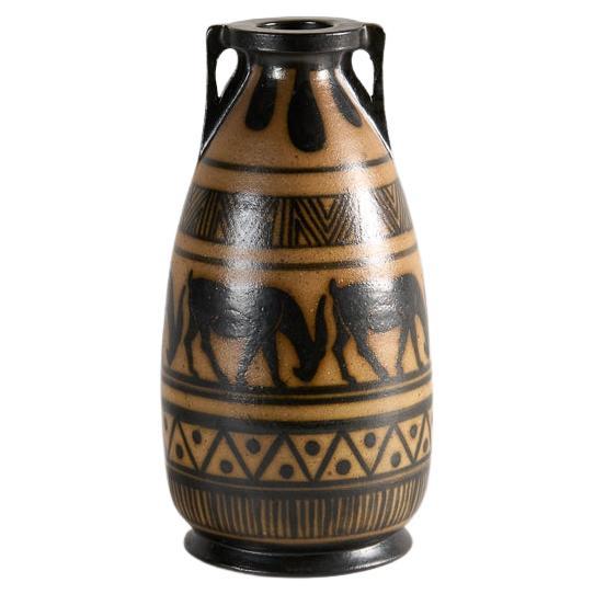 Jarrón estilo griego, gres esmaltado, cerámica de Ciboure, Francia, hacia 1925