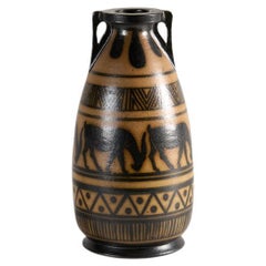 Jarrón estilo griego, gres esmaltado, cerámica de Ciboure, Francia, hacia 1925