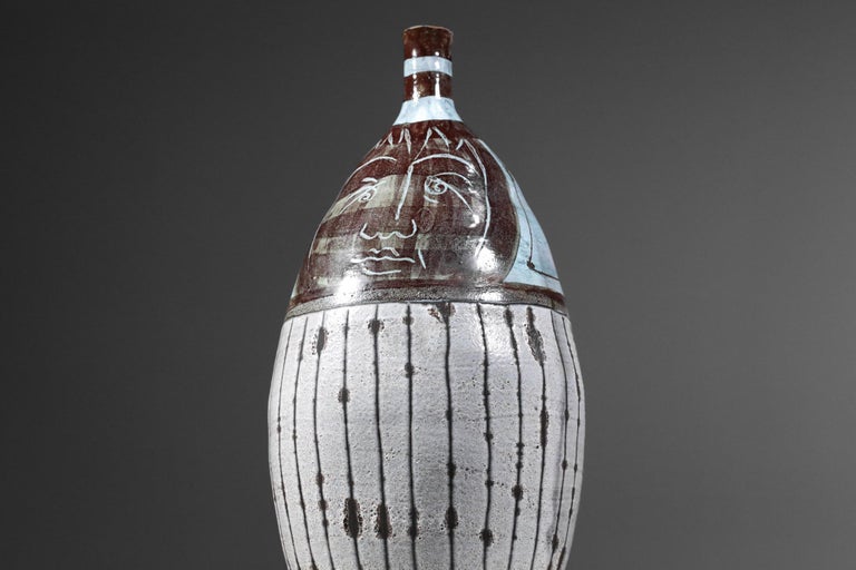Ceramic Vase by Franco Cardinali Vallauris from the 50's Picasso Style For  Sale at 1stDibs
