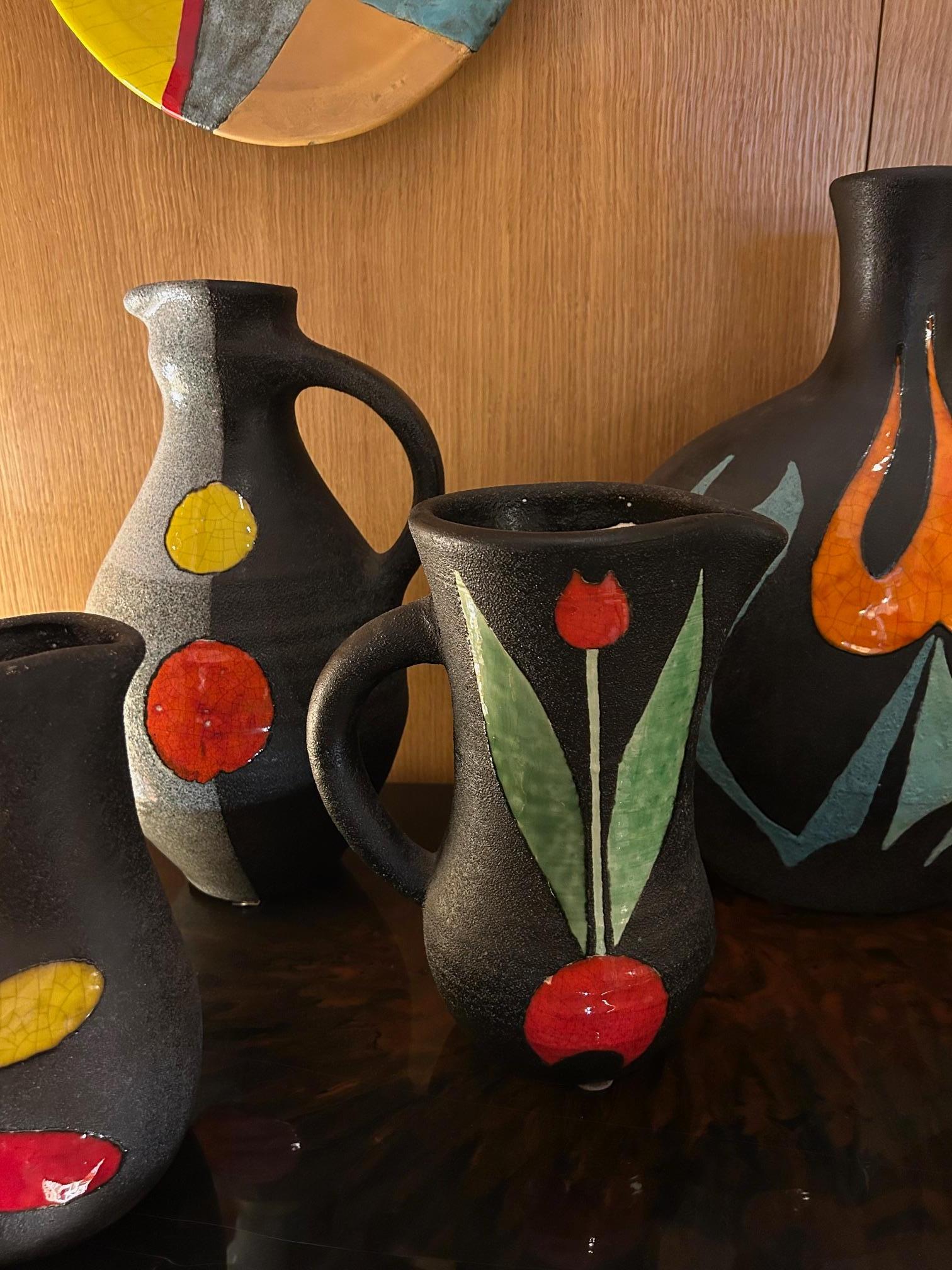 Jarrón de cerámica de Gilbert Valentin/Les Archanges, Vallauris, Francia, años 50 en Bueno estado para la venta en Paris, FR