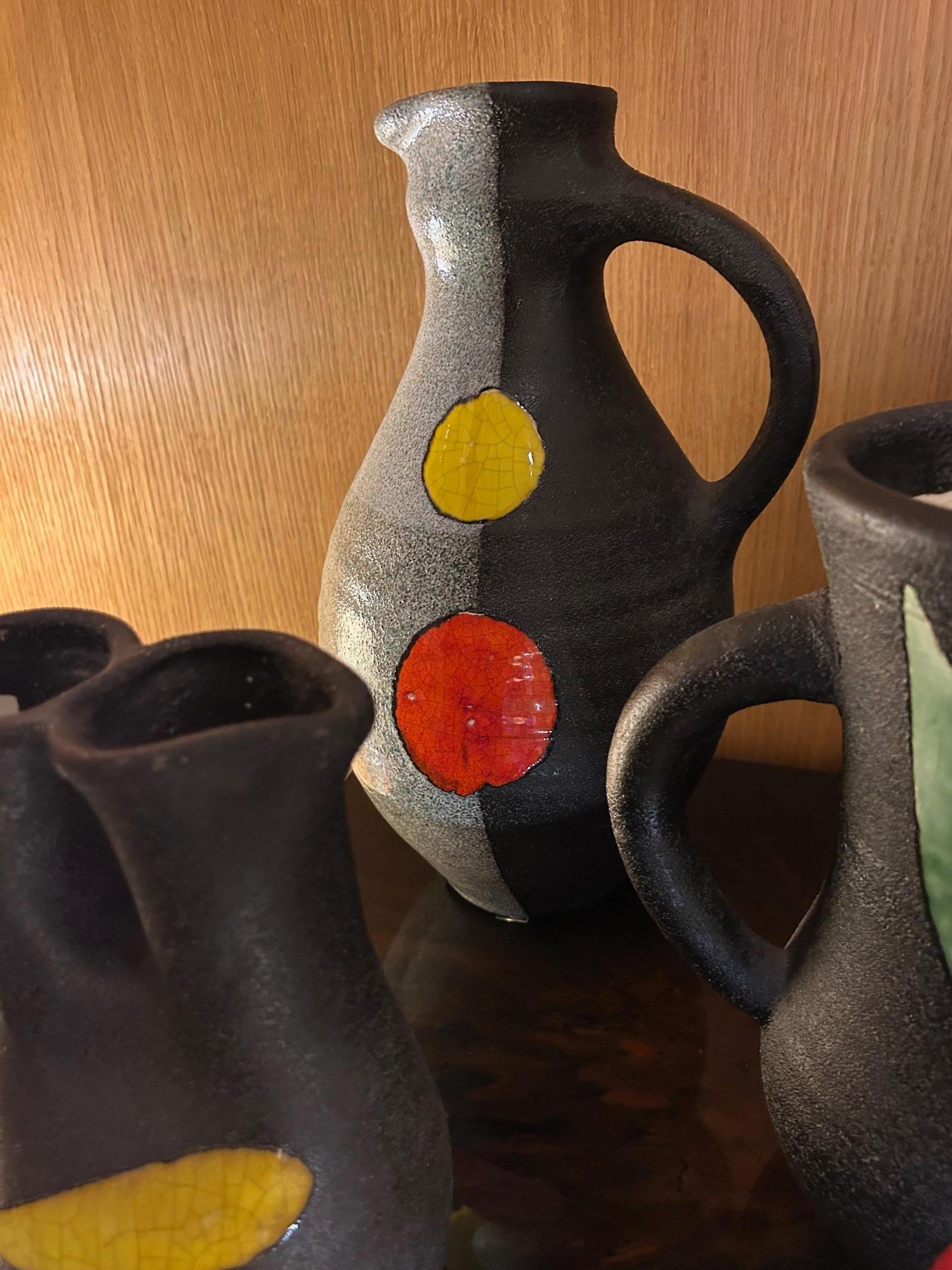 Jarrón de cerámica de Gilbert Valentin/Les Archanges, Vallauris, Francia, años 50 mediados del siglo XX en venta