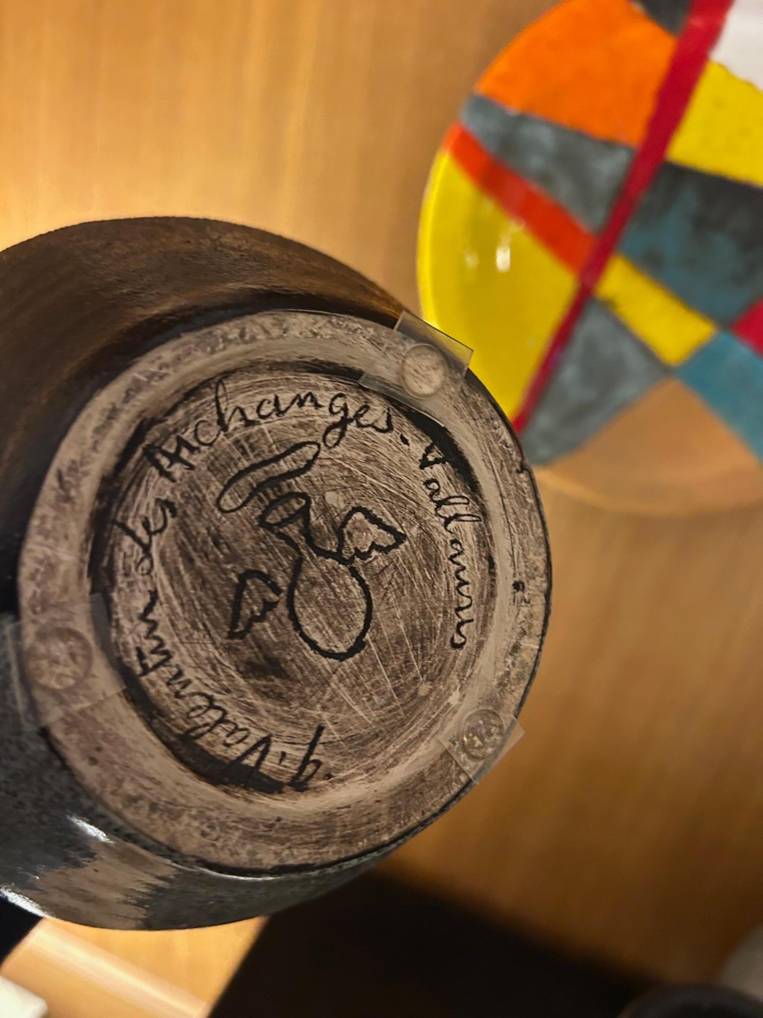 Jarrón de cerámica de Gilbert Valentin/Les Archanges, Vallauris, Francia, años 50 en venta 1