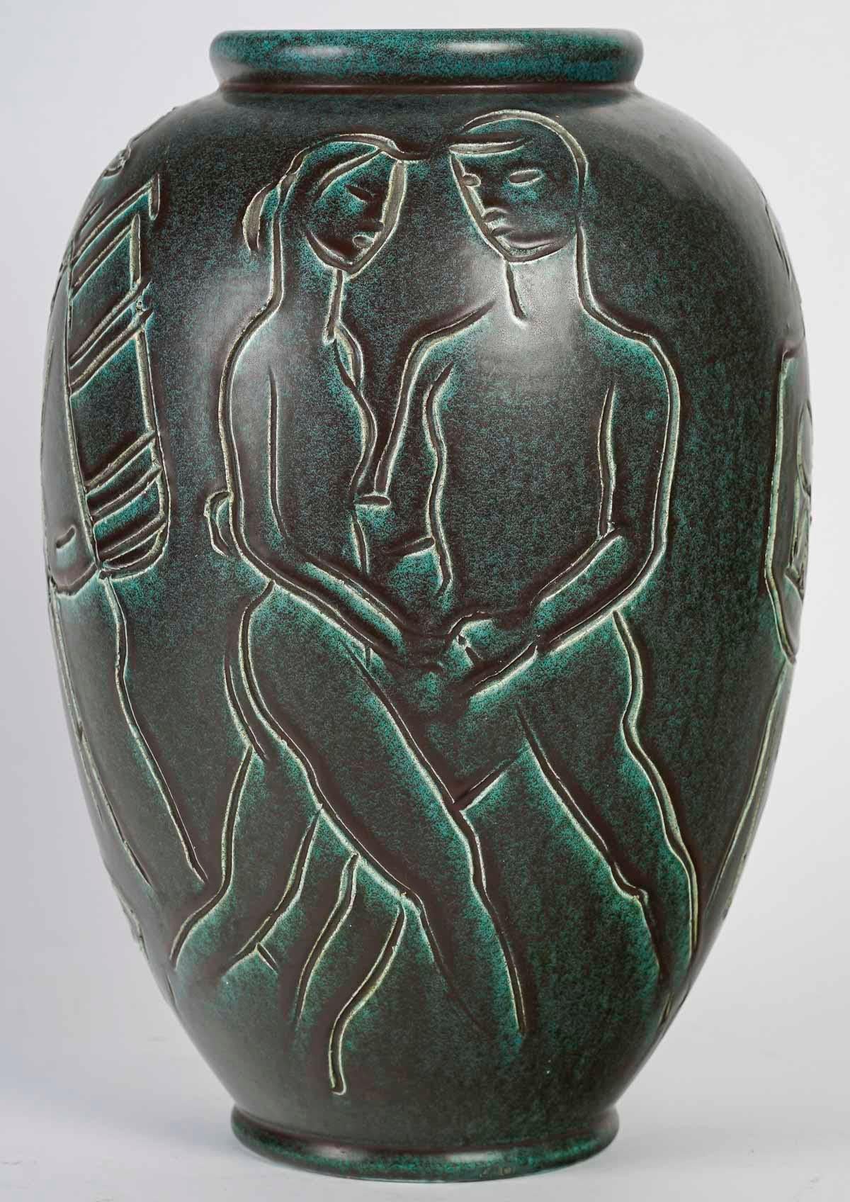 Ceramic Vase by Gustav Spörri, Art Deco, 1930. In Good Condition In Saint-Ouen, FR
