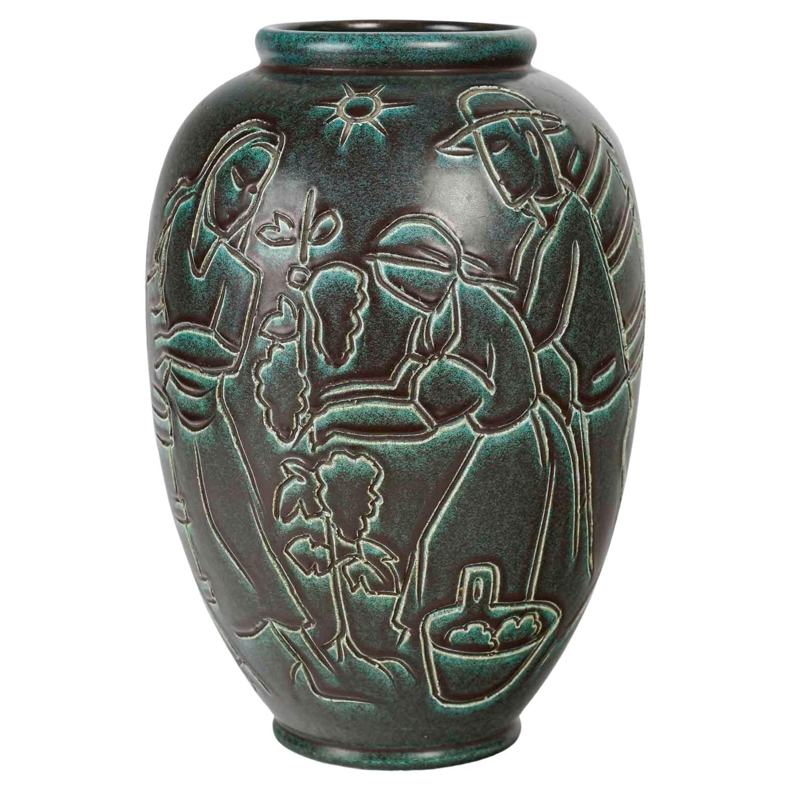 Ceramic Vase by Gustav Spörri, Art Deco, 1930.