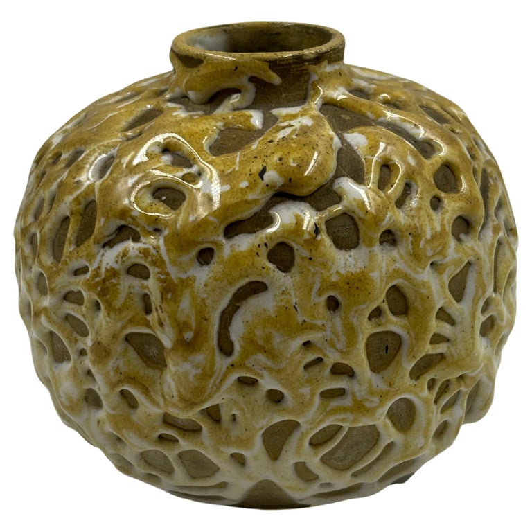 Vase Art Déco Vieux Rose émaillé - Style Jean Besnard - Occasion (port Offert)