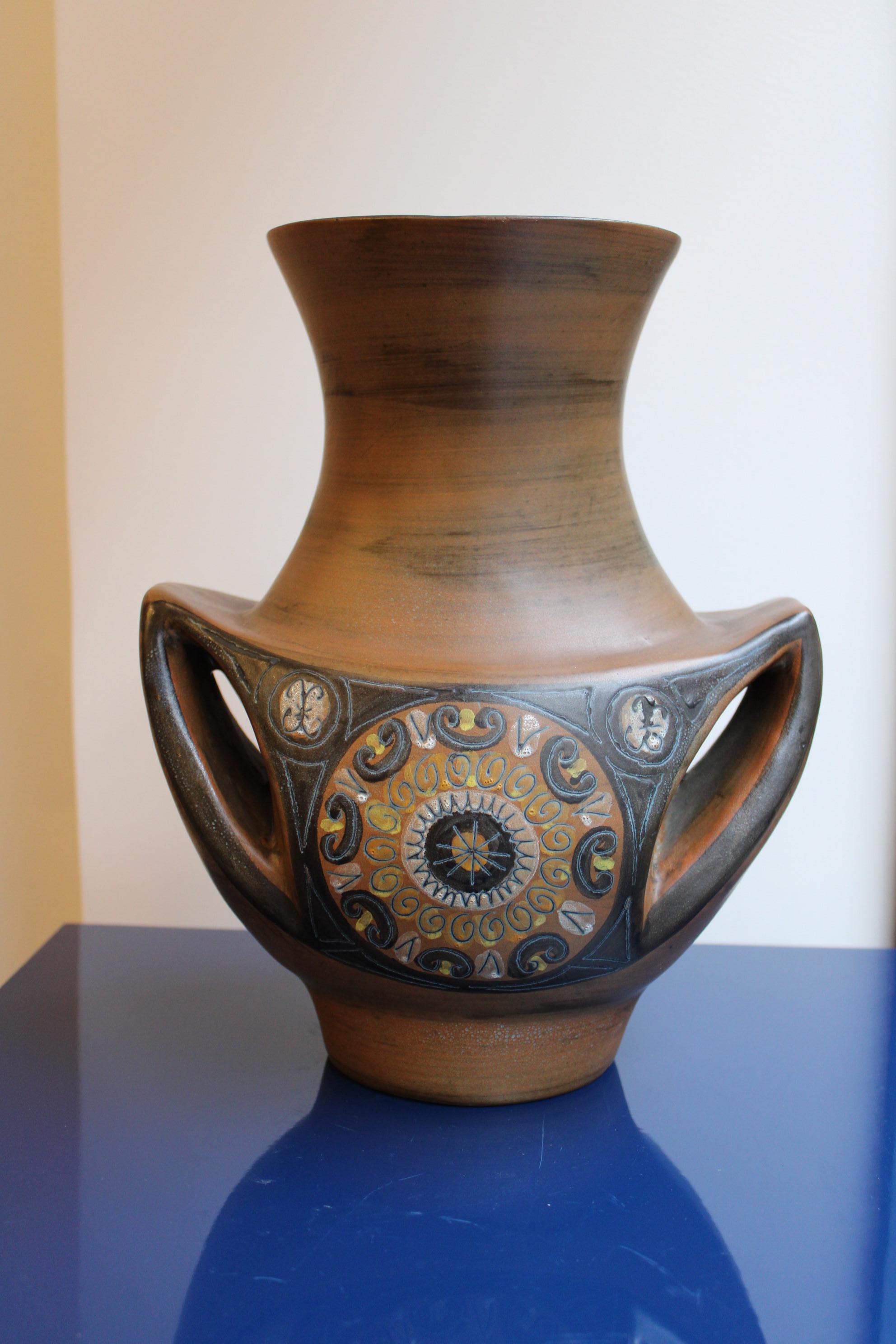 French Ceramic vase by Jean de Lespinasse For Sale