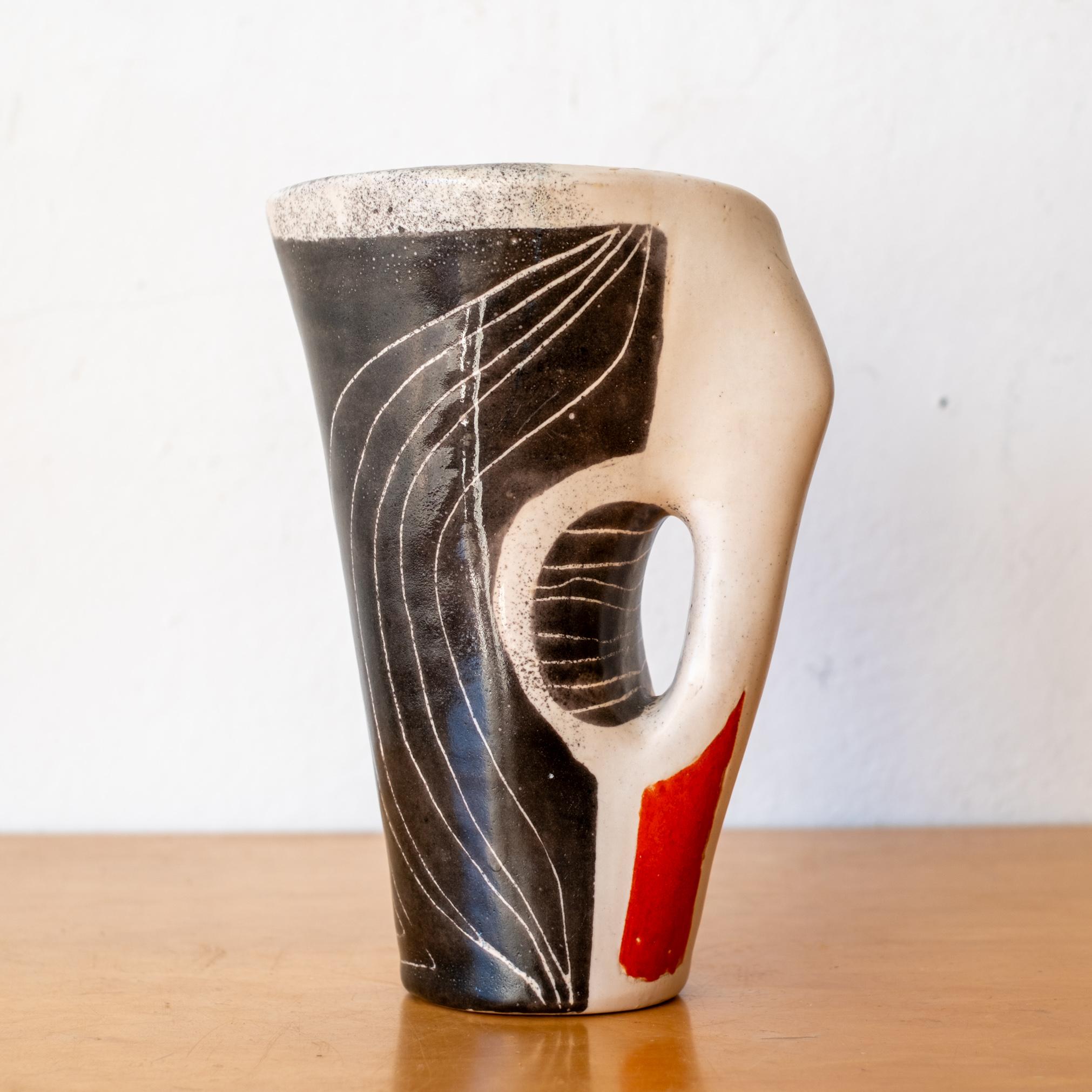 Mid-Century moderno Vaso in ceramica di Mado Jolain Francia anni '60 in vendita