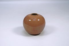 Art Deco Enameled Ceramic Vase by Primavera, Beige, France, Circa 1920