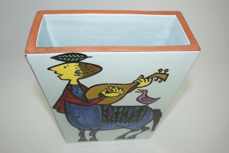 Ceramic Vase by Stig Lindberg, Carnevale, Faience, Mid-Century, Sweden, C 1960 For Sale 3