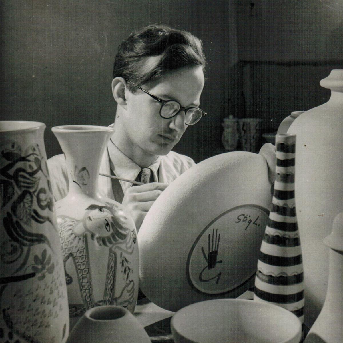 Milieu du XXe siècle Vase en céramique de Stig Lindberg pour Gustavsberg en vente