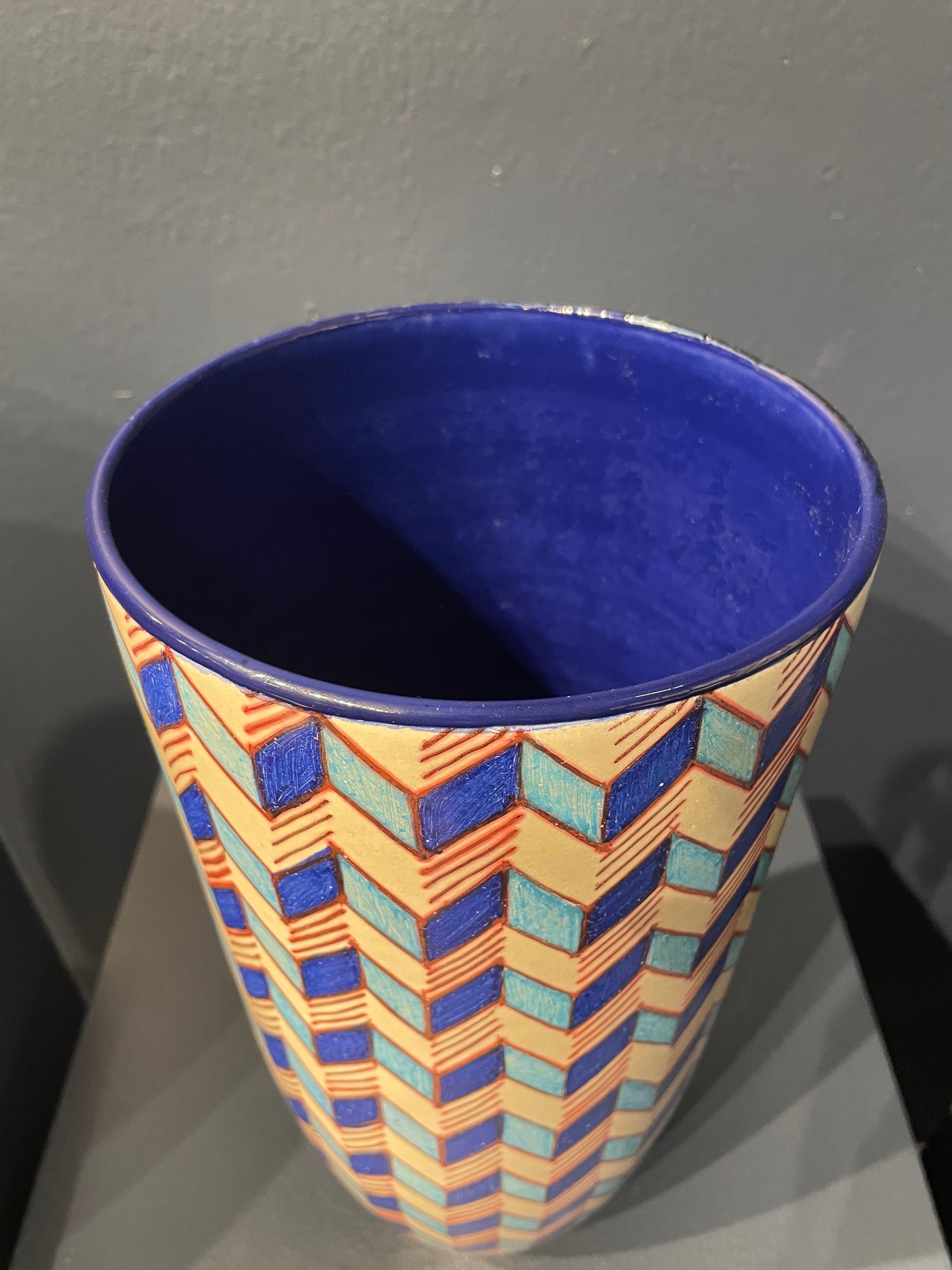 Romain classique Vase en céramique byzantin peint à la main, majolique Italie, contemporain, XXIe siècle en vente