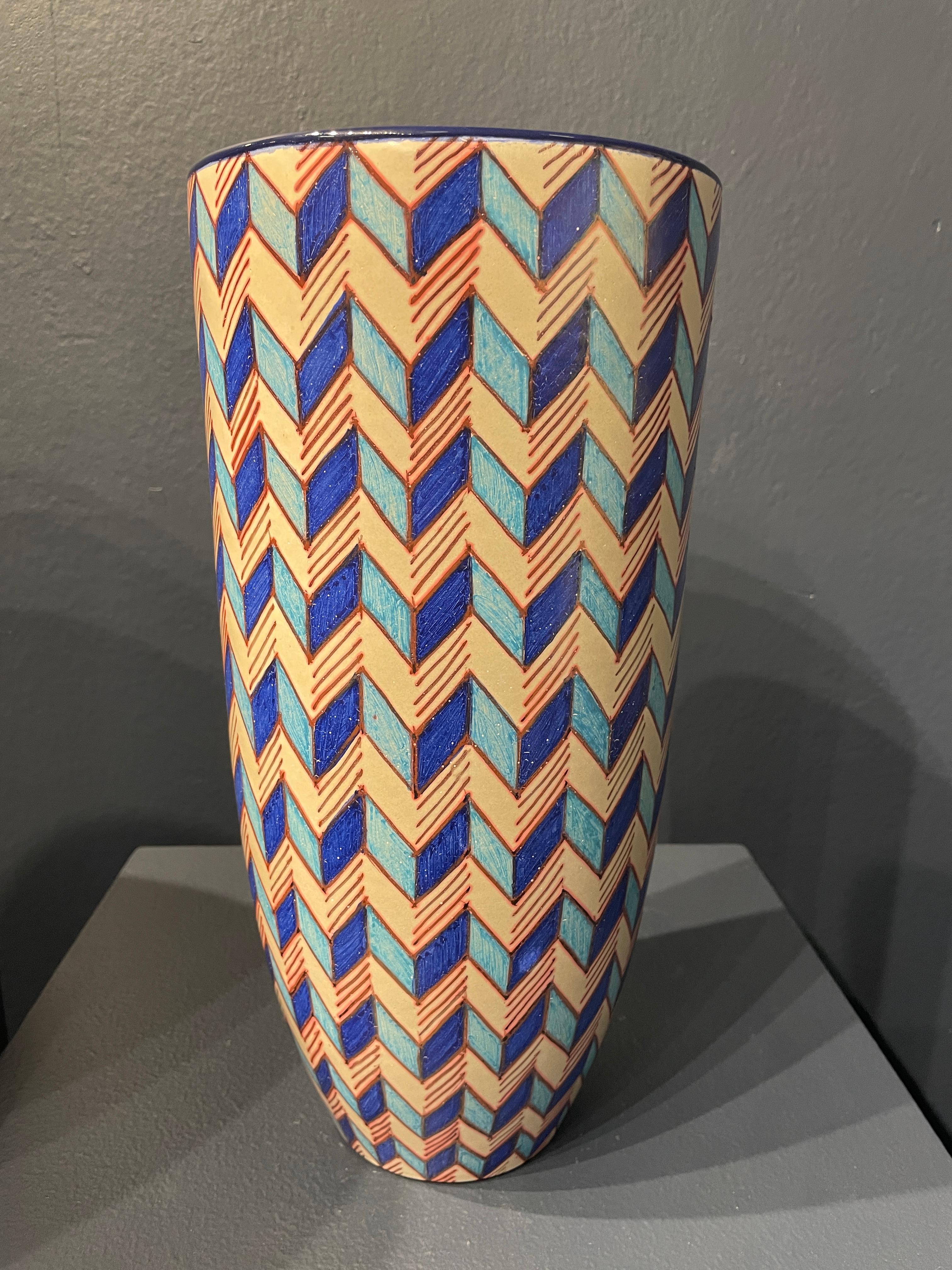 Peint à la main Vase en céramique byzantin peint à la main, majolique Italie, contemporain, XXIe siècle en vente