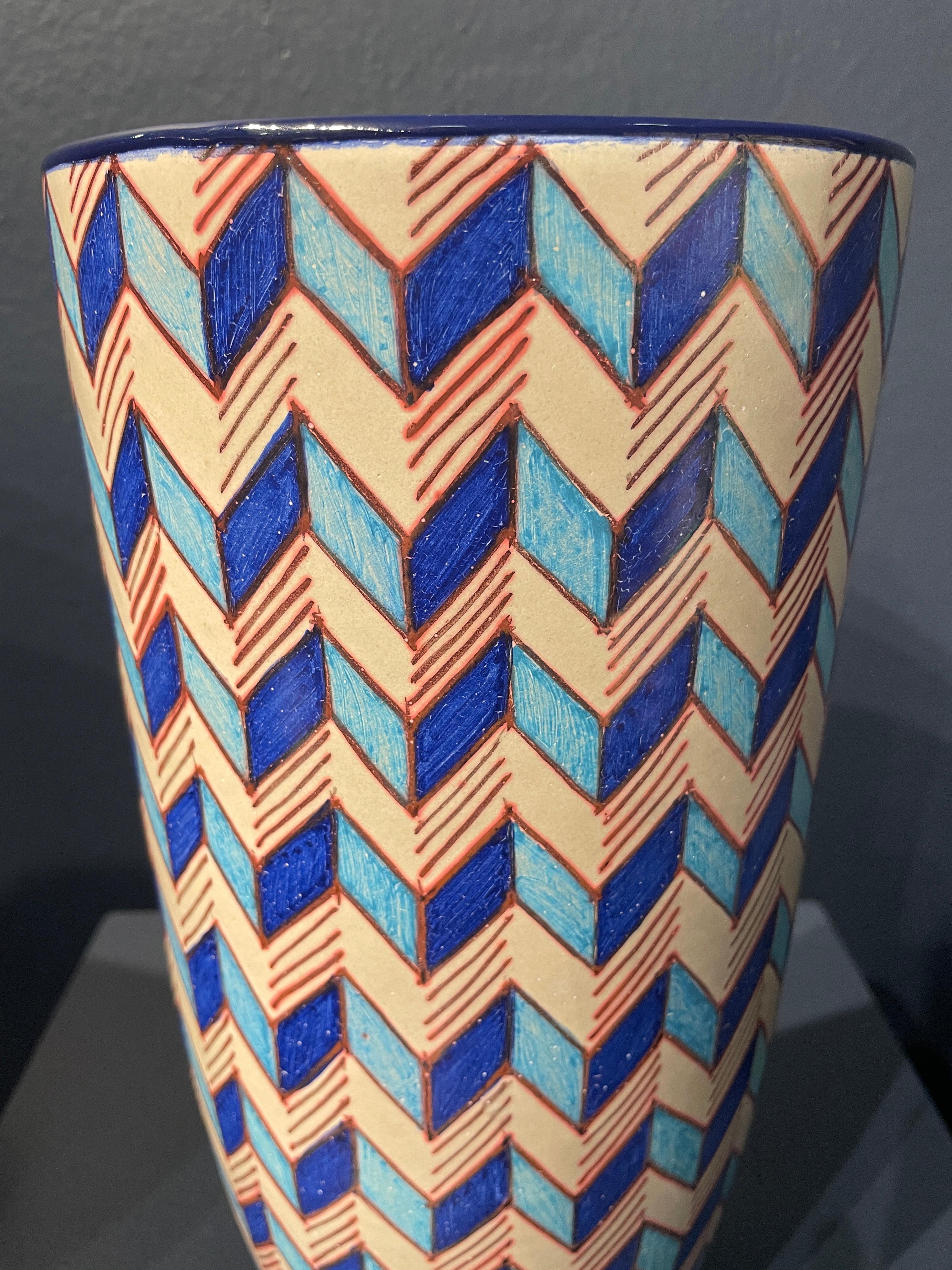 XXIe siècle et contemporain Vase en céramique byzantin peint à la main, majolique Italie, contemporain, XXIe siècle en vente
