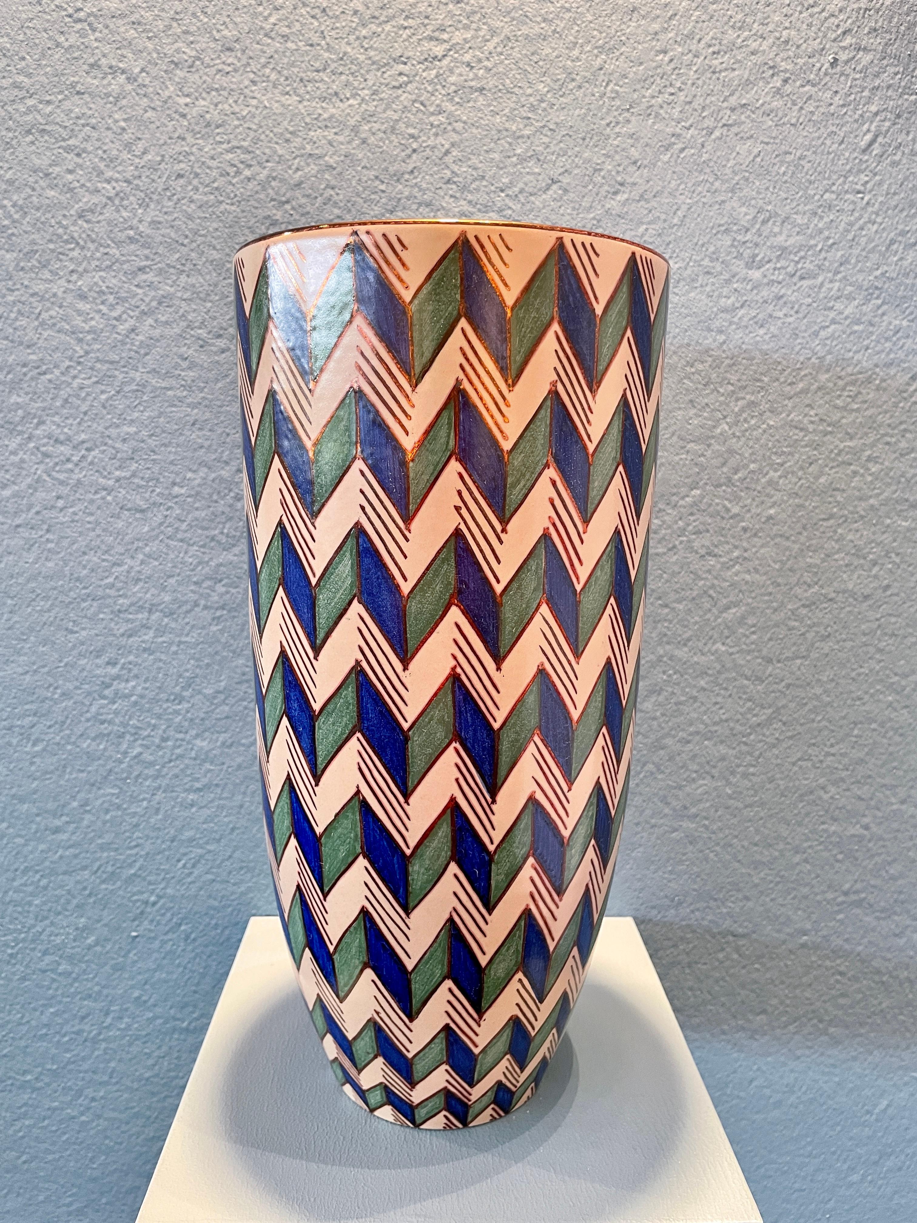Ceramic Vase Byzantine Hand Painted Majolica Italy Contemporary 21st Century For Sale 2