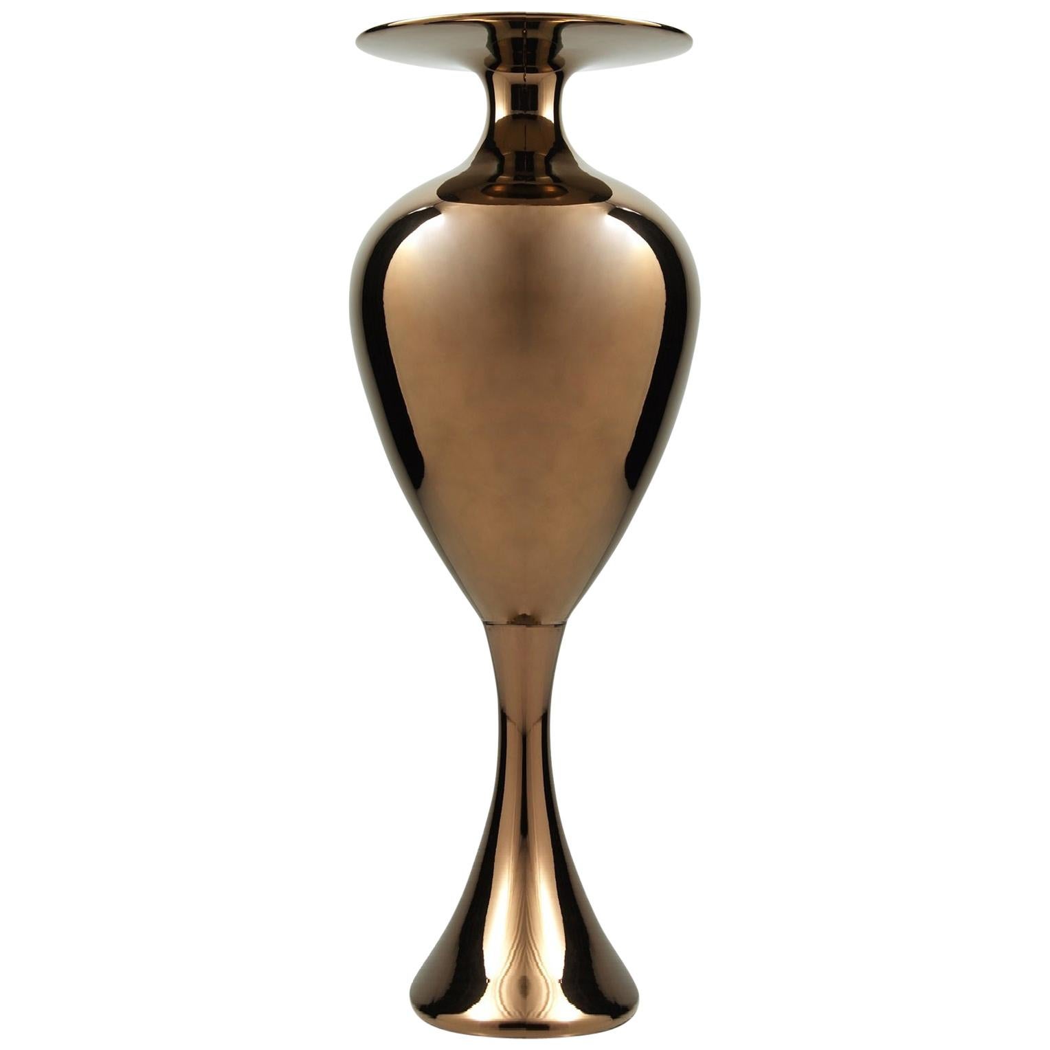 Ceramic Vase "CAMILLE-L" Handcrafted in Bronze by Gabriella B. Made in Italy For Sale