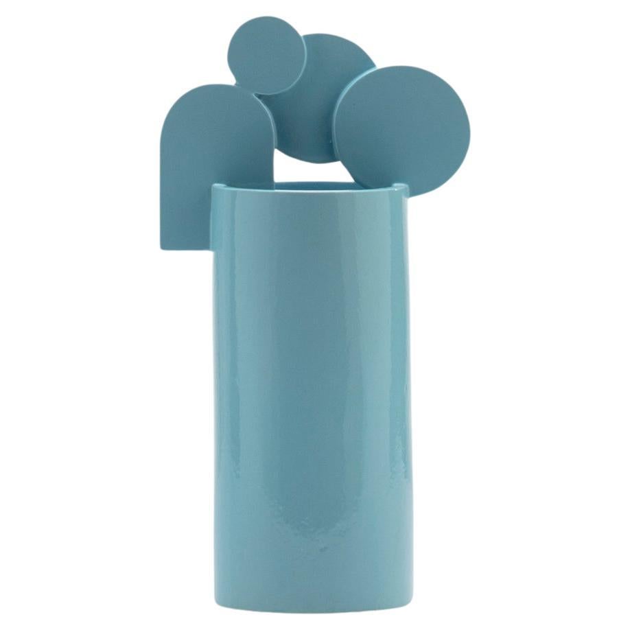 Vase en céramique -Cielo di Roma- by Cuorecarpenito Bright Blue Glossy  en vente