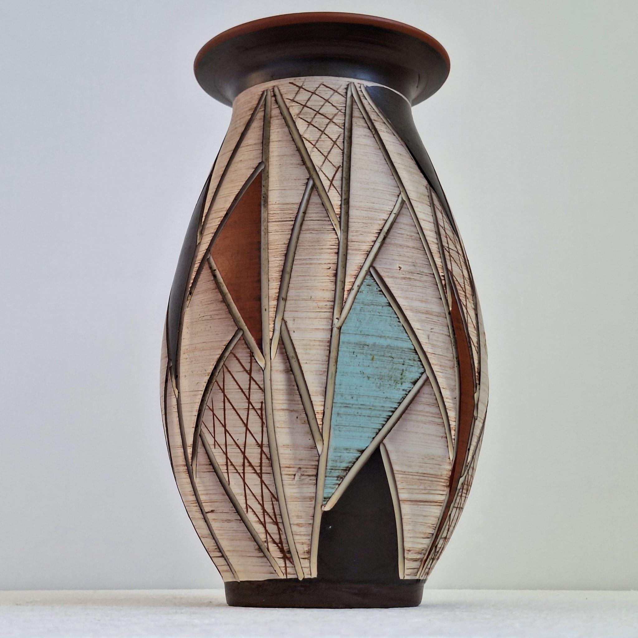 Ceramic vase, conical, by Franz Schwaderlapp for Sewa, West-Germany In Good Condition For Sale In MIJDRECHT, NL