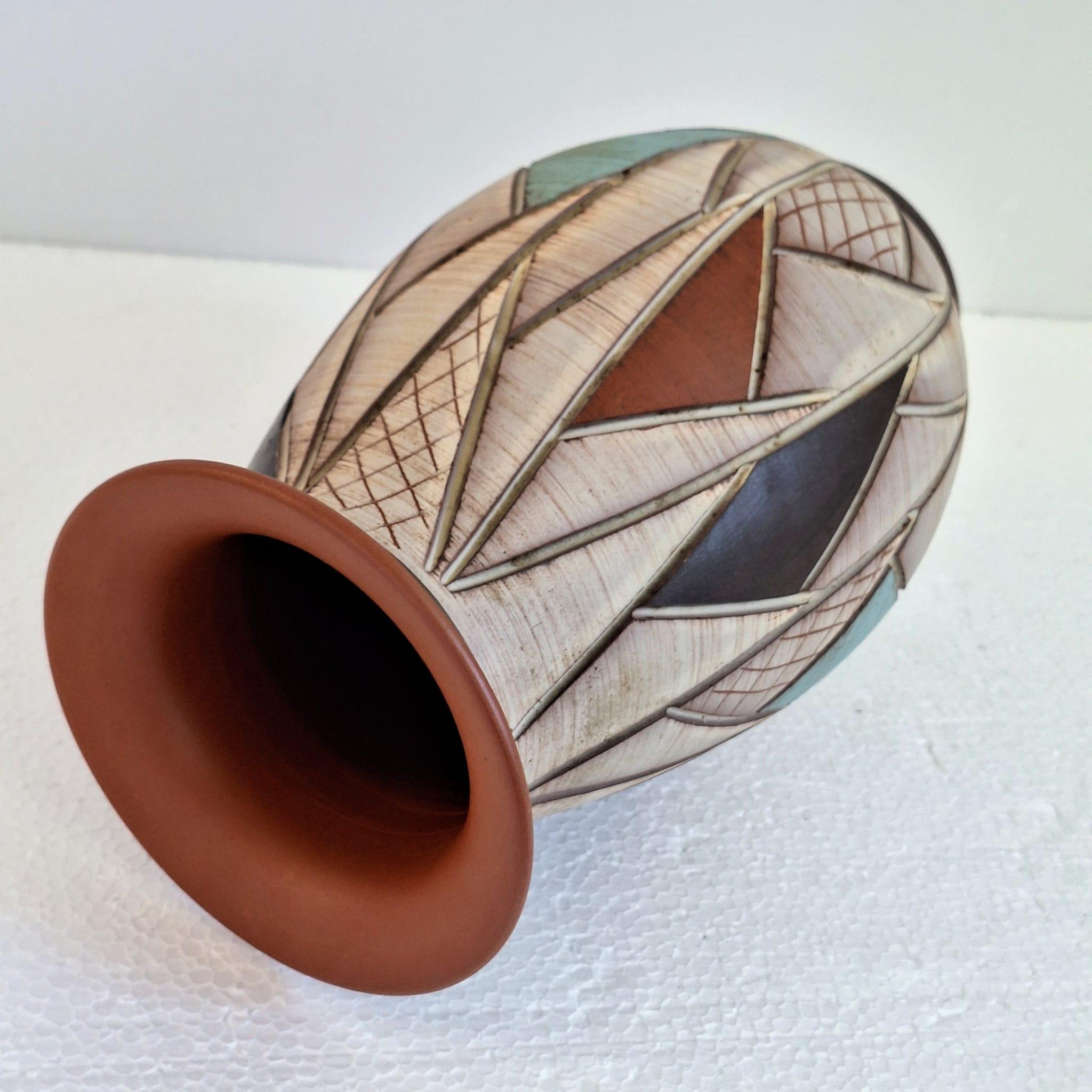 Mid-20th Century Ceramic vase, conical, by Franz Schwaderlapp for Sewa, West-Germany For Sale