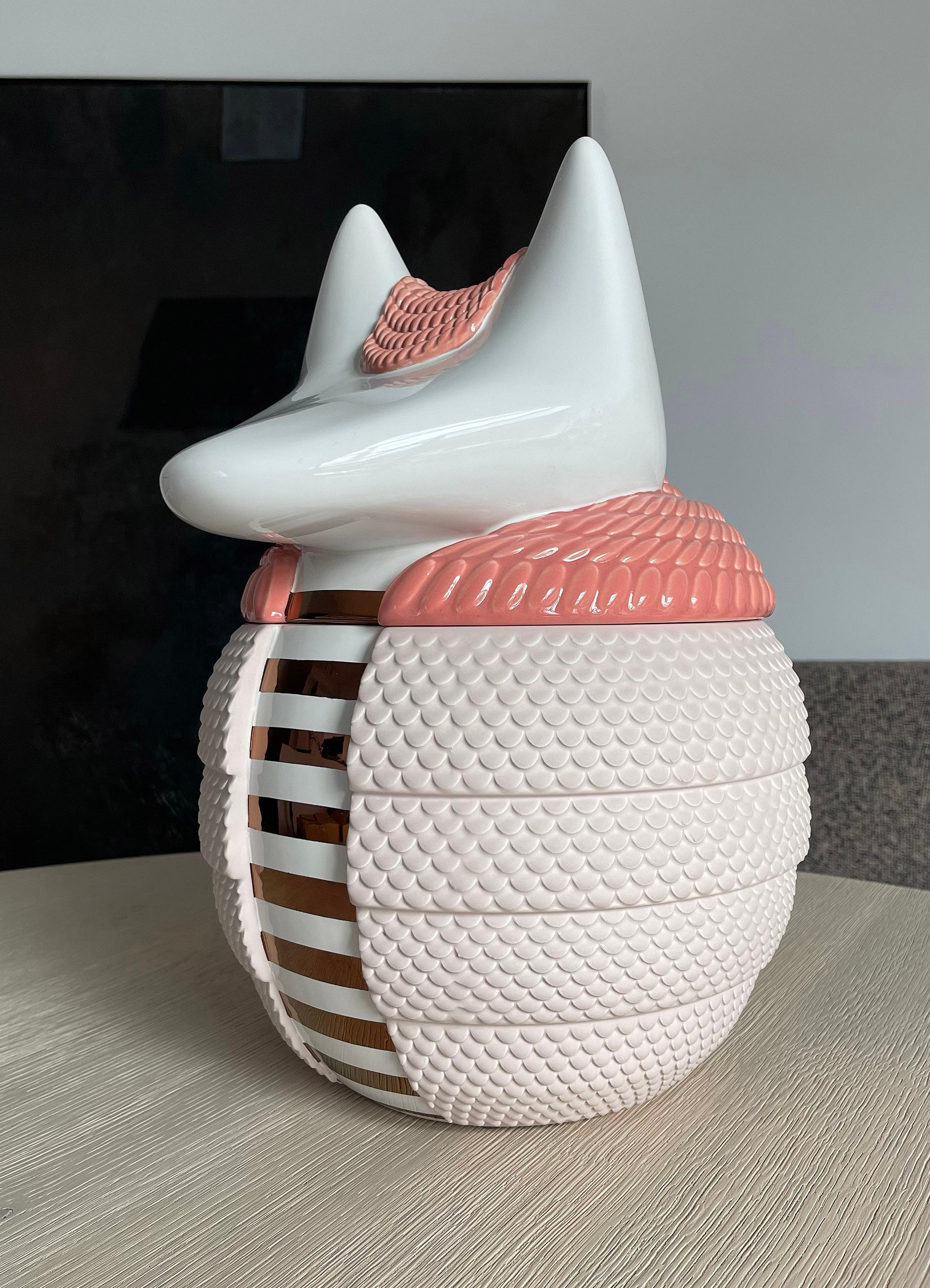 Italian Ceramic Vase / Container - Animalità Loricato by Elena Salmistraro for Bosa For Sale