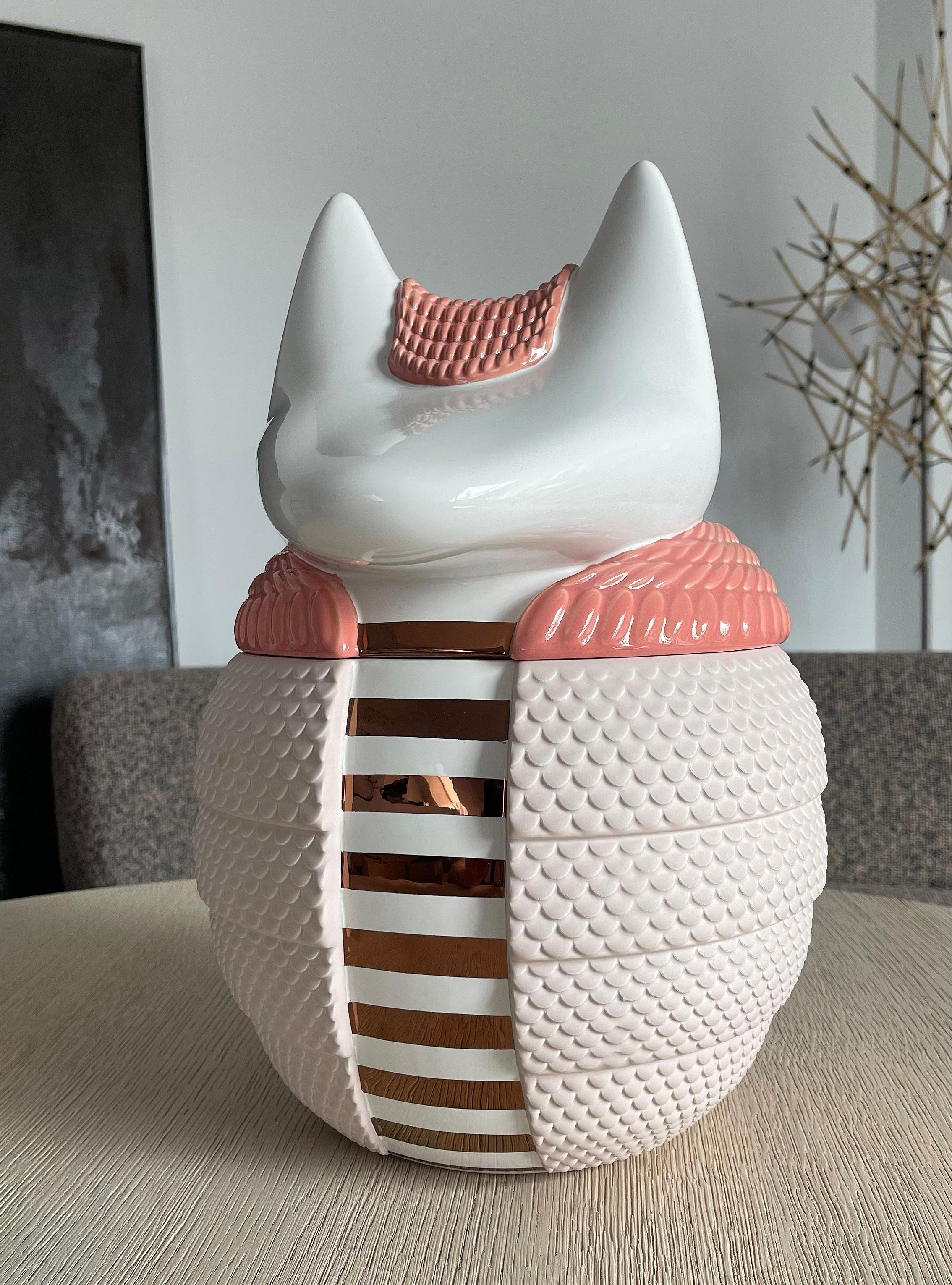 Contemporary Ceramic Vase / Container - Animalità Loricato by Elena Salmistraro for Bosa For Sale