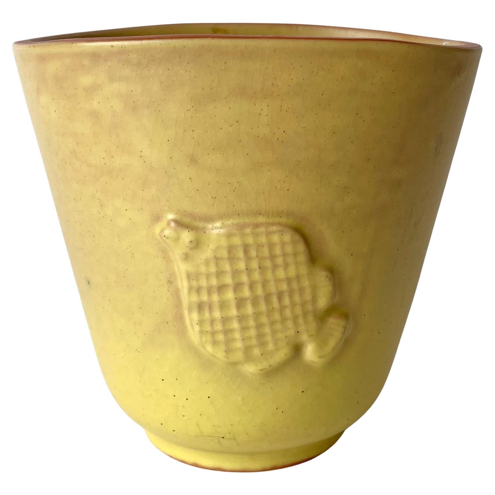 Ceramic Vase decorated with fish by Stig Lindberg, Gustavsberg, Mid-20th Century