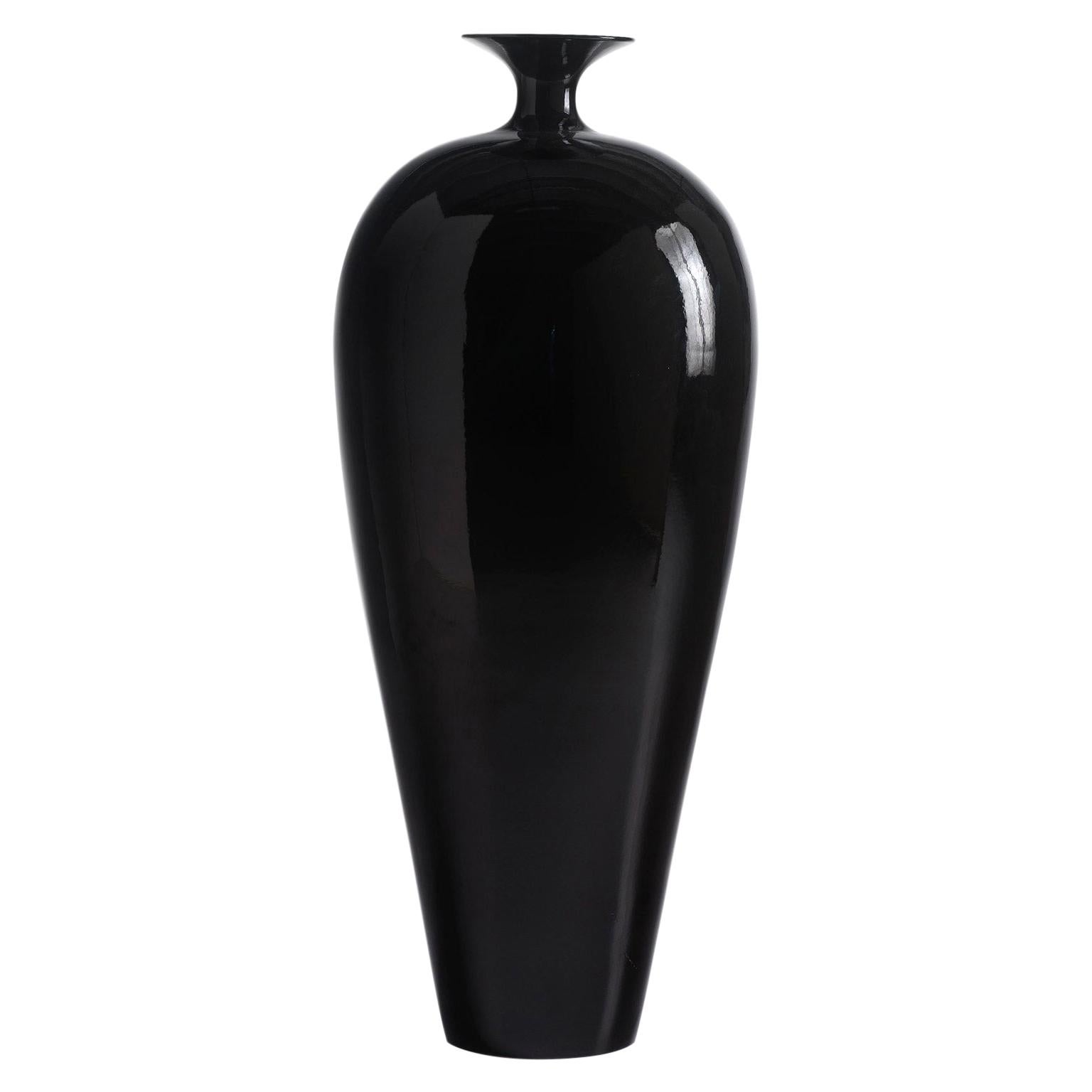 Ceramic Vase "DOLLY" Finished in Black Enamel by Gabriella B. Made in Italy