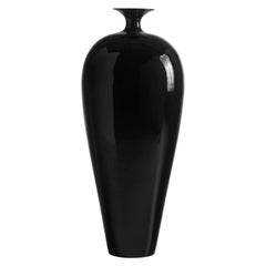 Ceramic Vase "DOLLY" Finished in Black Enamel by Gabriella B. Made in Italy