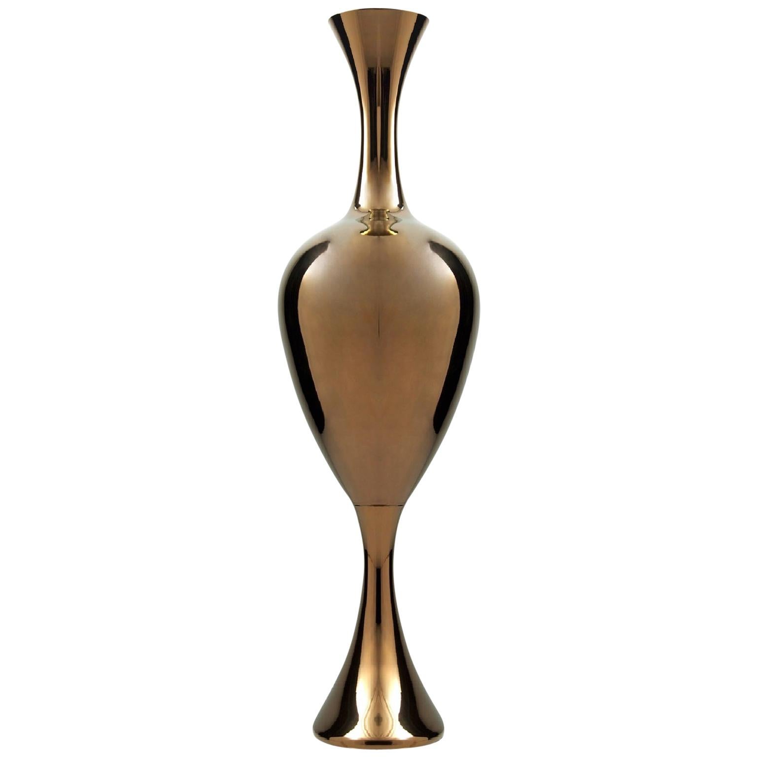 Vase en céramique "EVE-L" fabriqué à la main en bronze par Gabriella B. Fabriqué en Italie