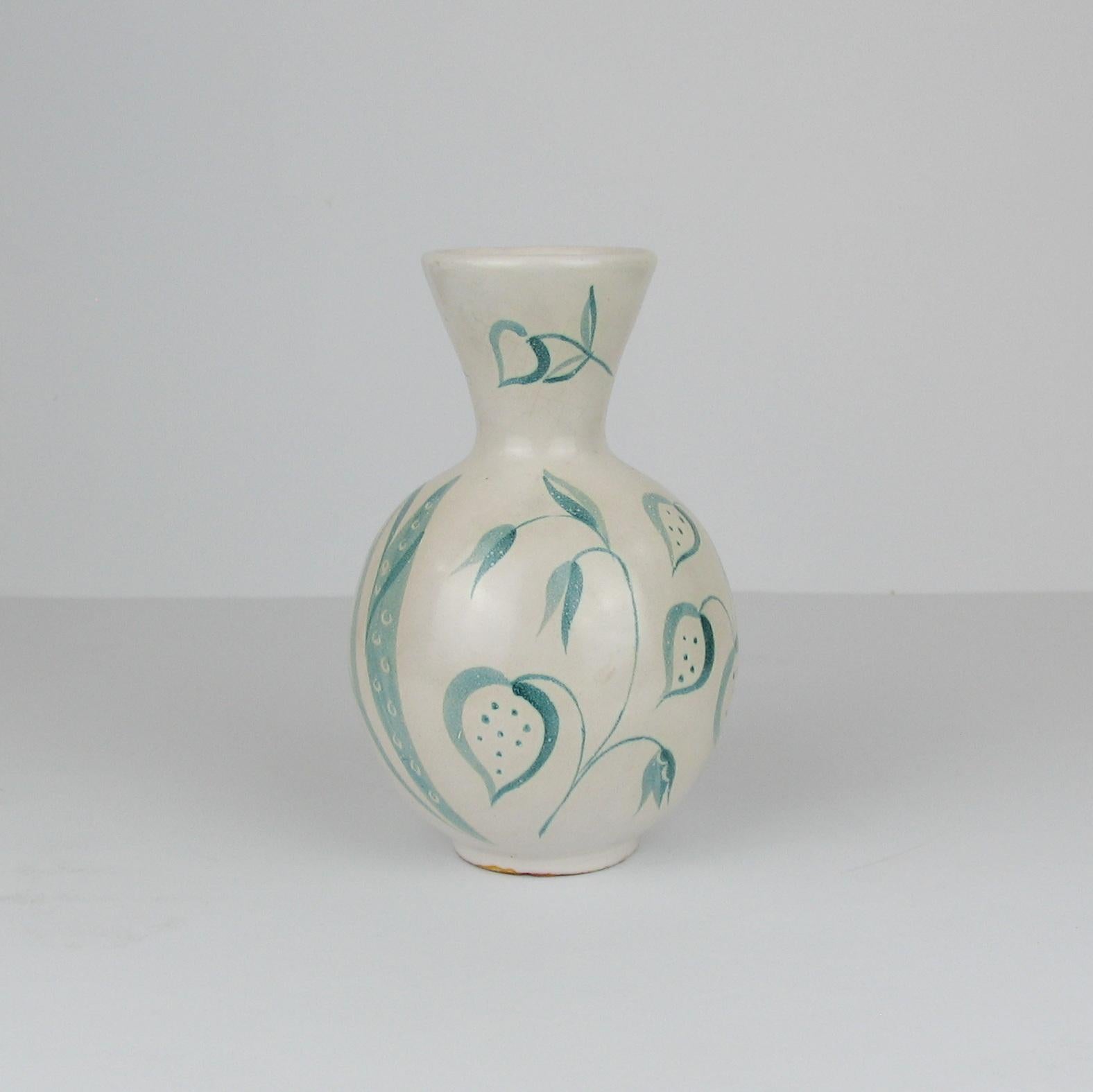 Swedish Ceramic Vase Flower Meadow by Anna-Lisa Thomson, Upsala Ekeby, 1940s, Sweden For Sale