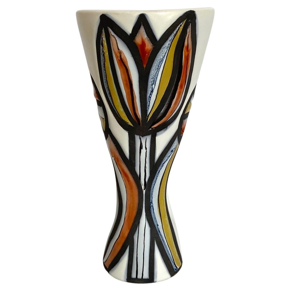 Ceramic Vase "Flower" Signed by Roger Capron Vallauris, 1950s