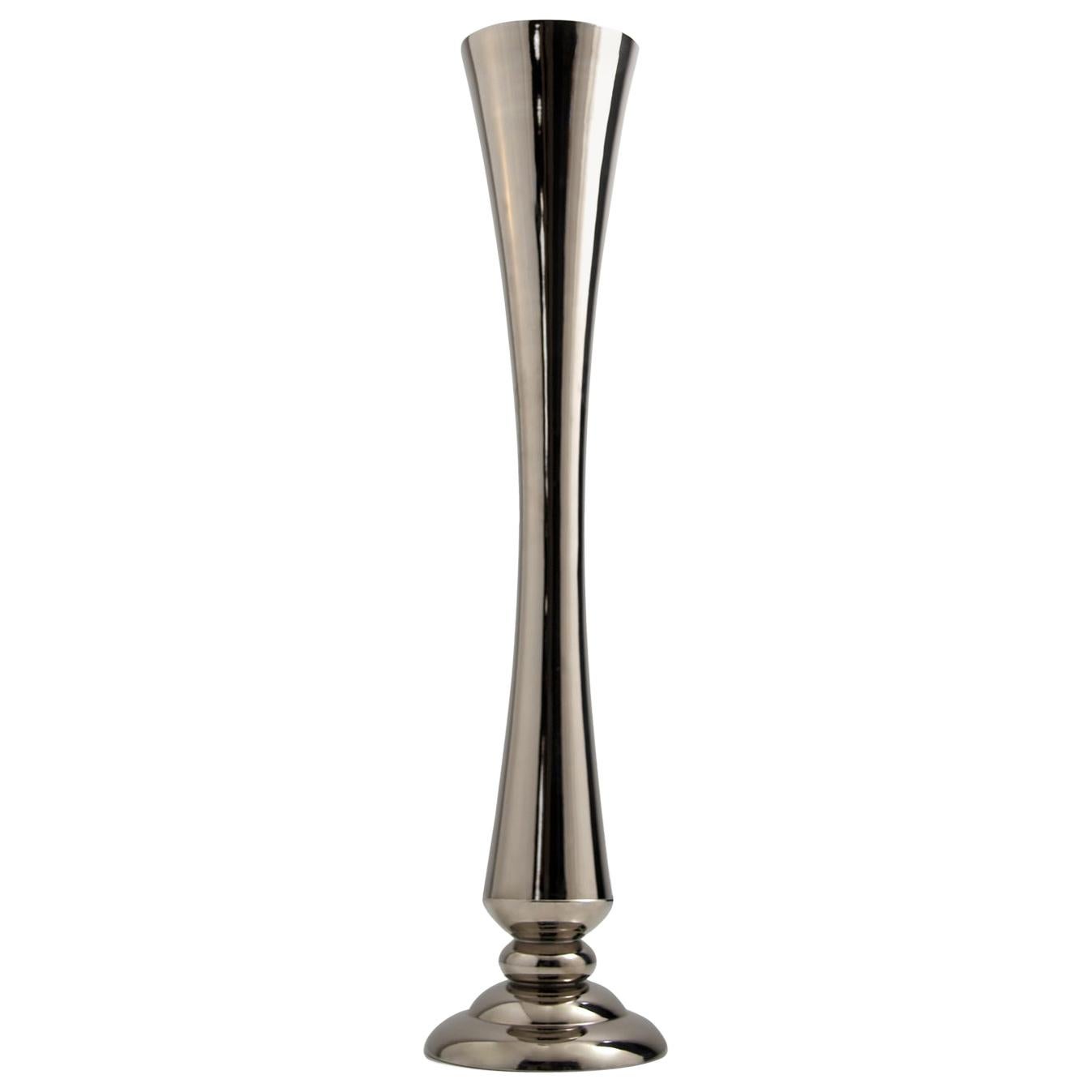 Ceramic Vase "FLUTE" Handcrafted in Platinum by Gabriella B. Made in Italy For Sale