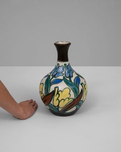 Vaso in ceramica smaltata proveniente dal Belgio, XX secolo, oggetto decorativo d’epoca