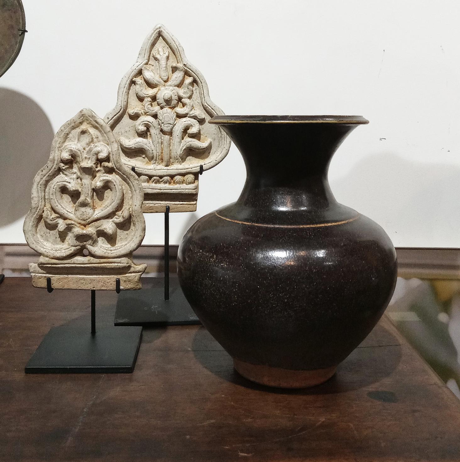 Ceramic Vase from Thailand, in Black / Brown Glaze For Sale 4