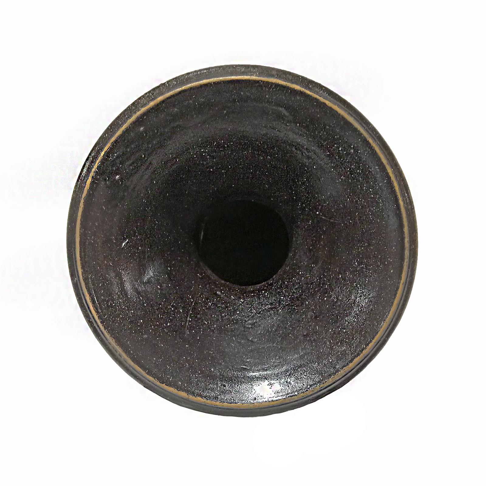 Ceramic Vase from Thailand, in Black / Brown Glaze For Sale 1