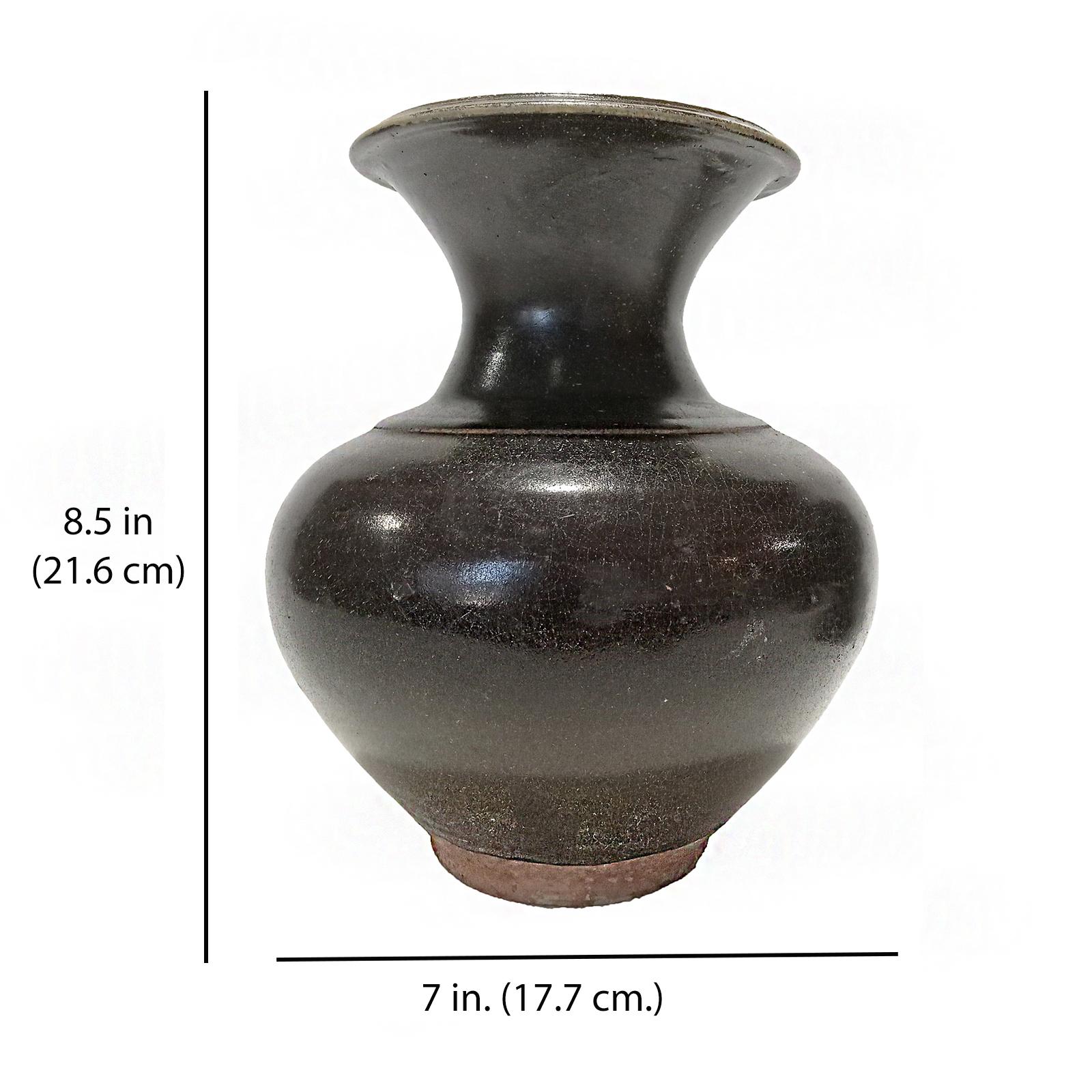 Ceramic Vase from Thailand, in Black / Brown Glaze For Sale 3