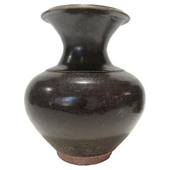 Ceramic Vase from Thailand, in Black / Brown Glaze