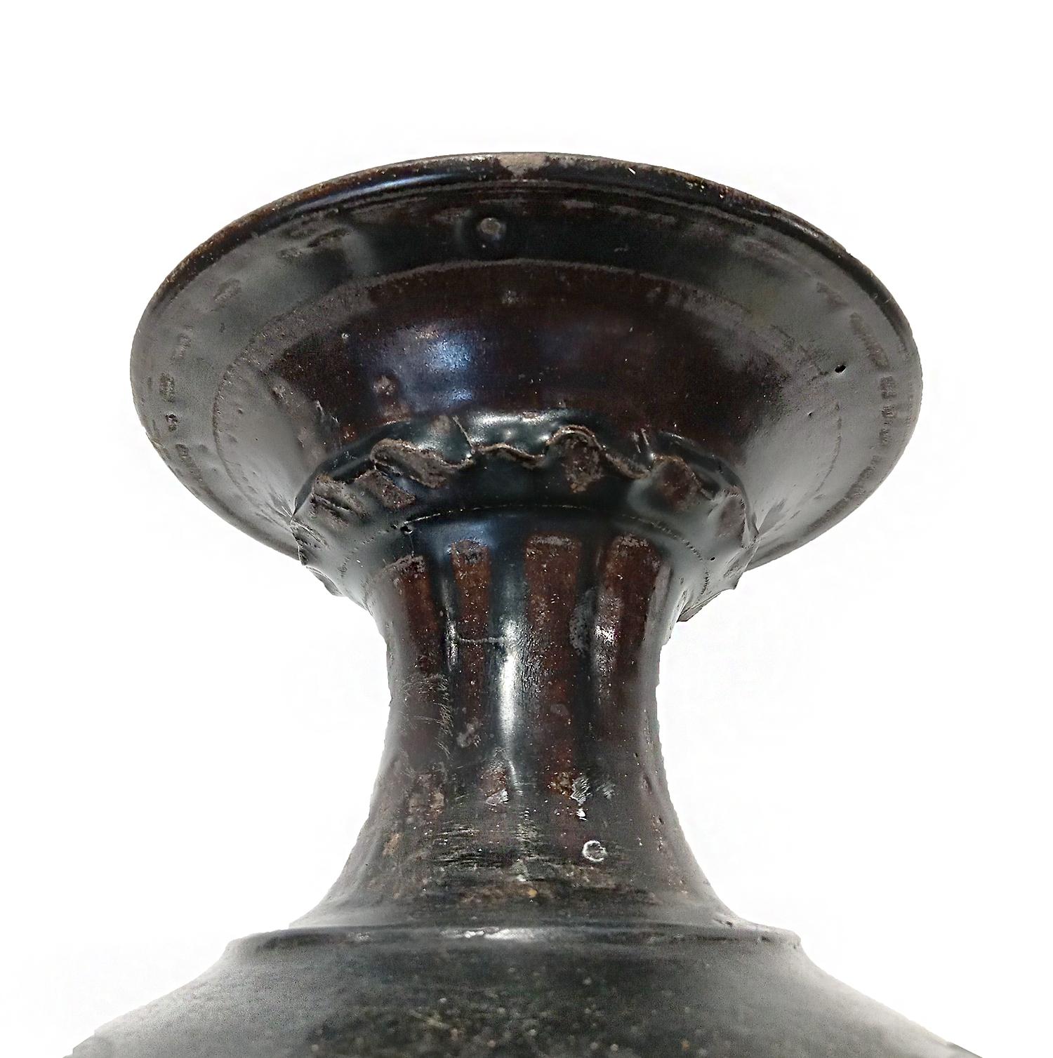 Ceramic Vase from Thailand, in Black Glaze For Sale 1