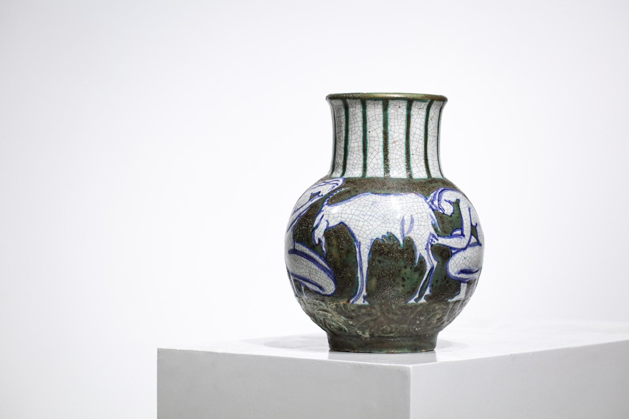 Vase en céramique des années 1950 par le céramiste français Edouard Cazaux F296 en vente 1