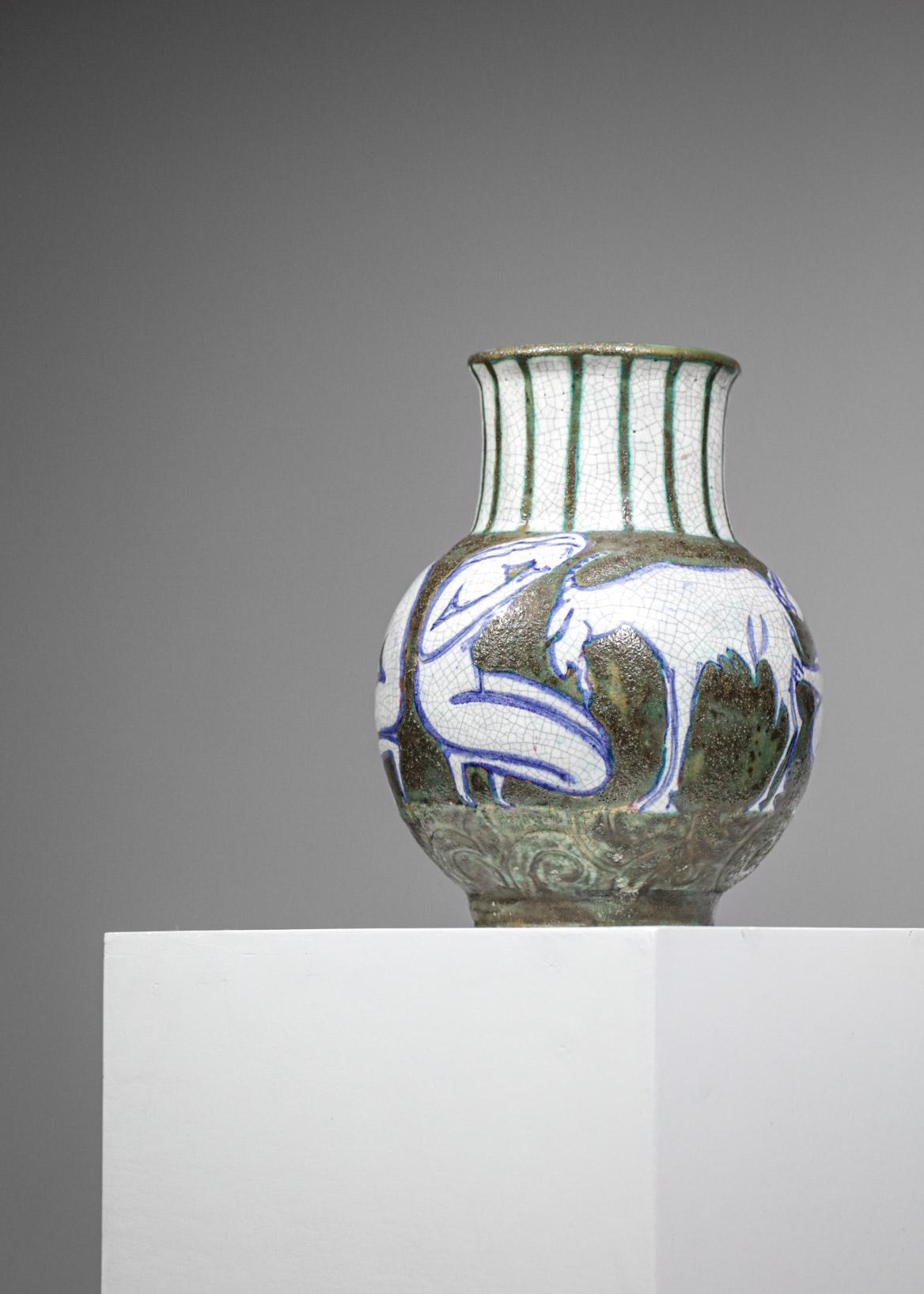 Mid-Century Modern Vase en céramique des années 1950 par le céramiste français Edouard Cazaux F296 en vente