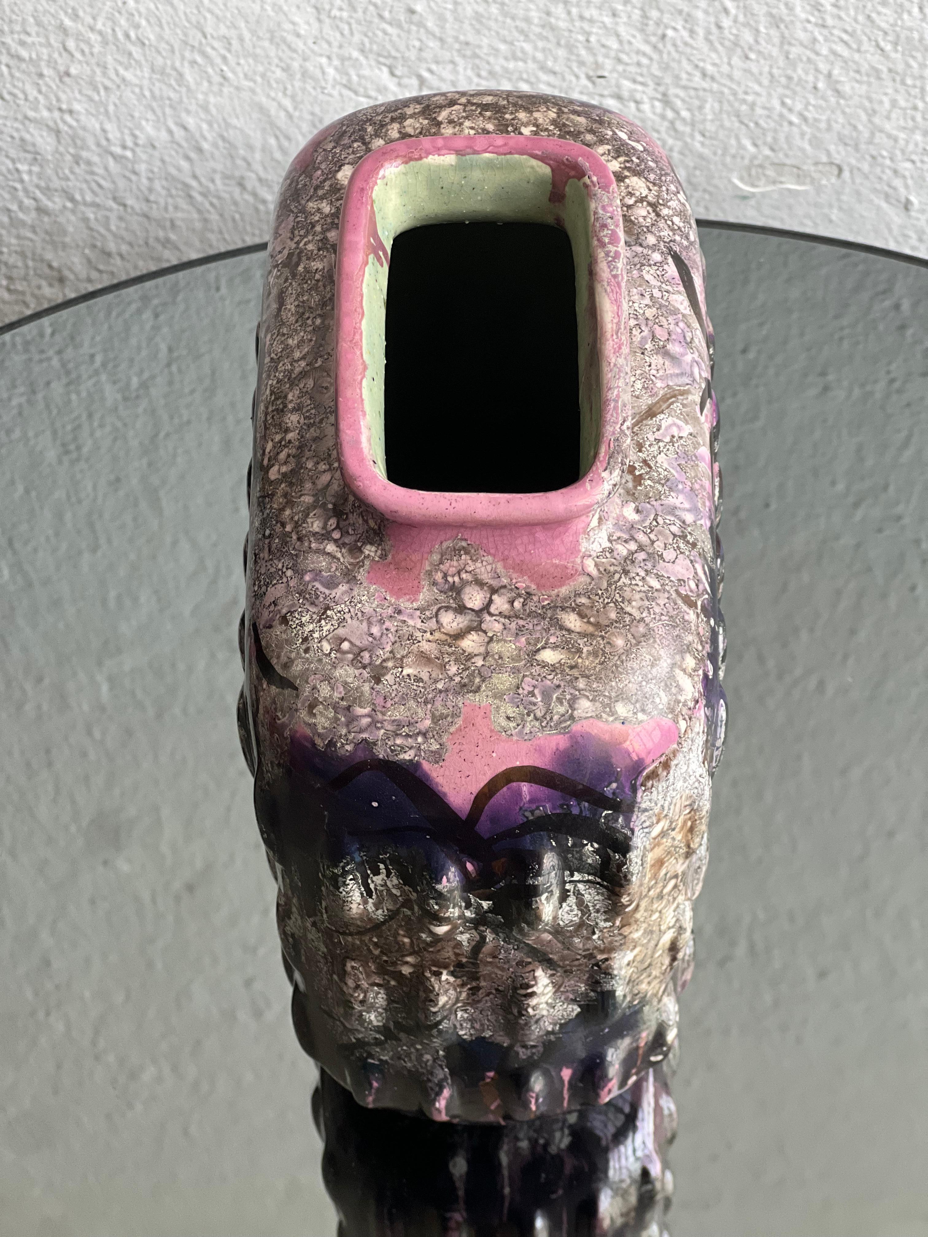 Vaso in ceramica smaltata, dipinto a mano da Fausta Bagatti, Milano 1950 pezzo unico in vendita 3