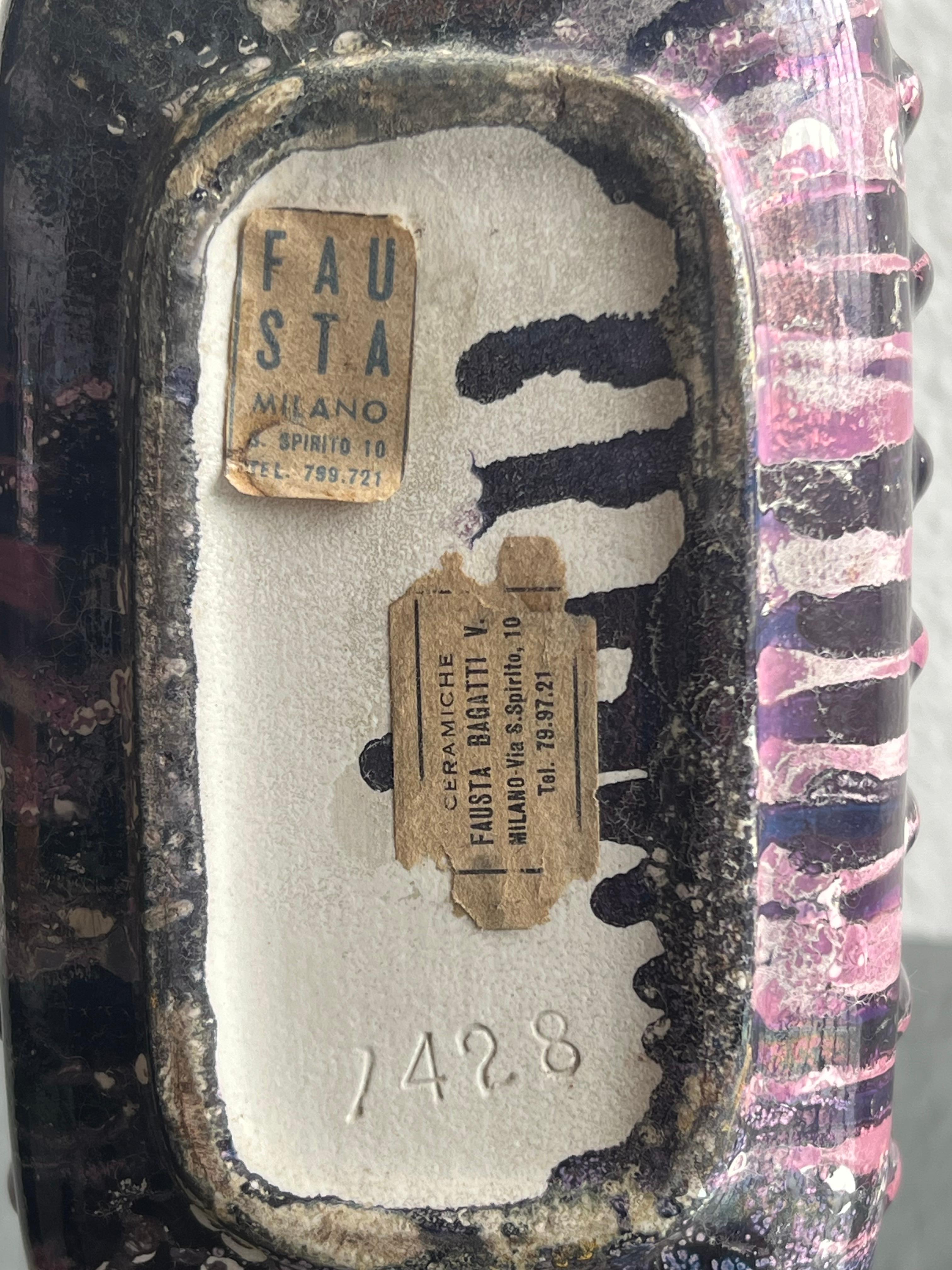 Vaso in ceramica smaltata, dipinto a mano da Fausta Bagatti, Milano 1950 pezzo unico in vendita 8