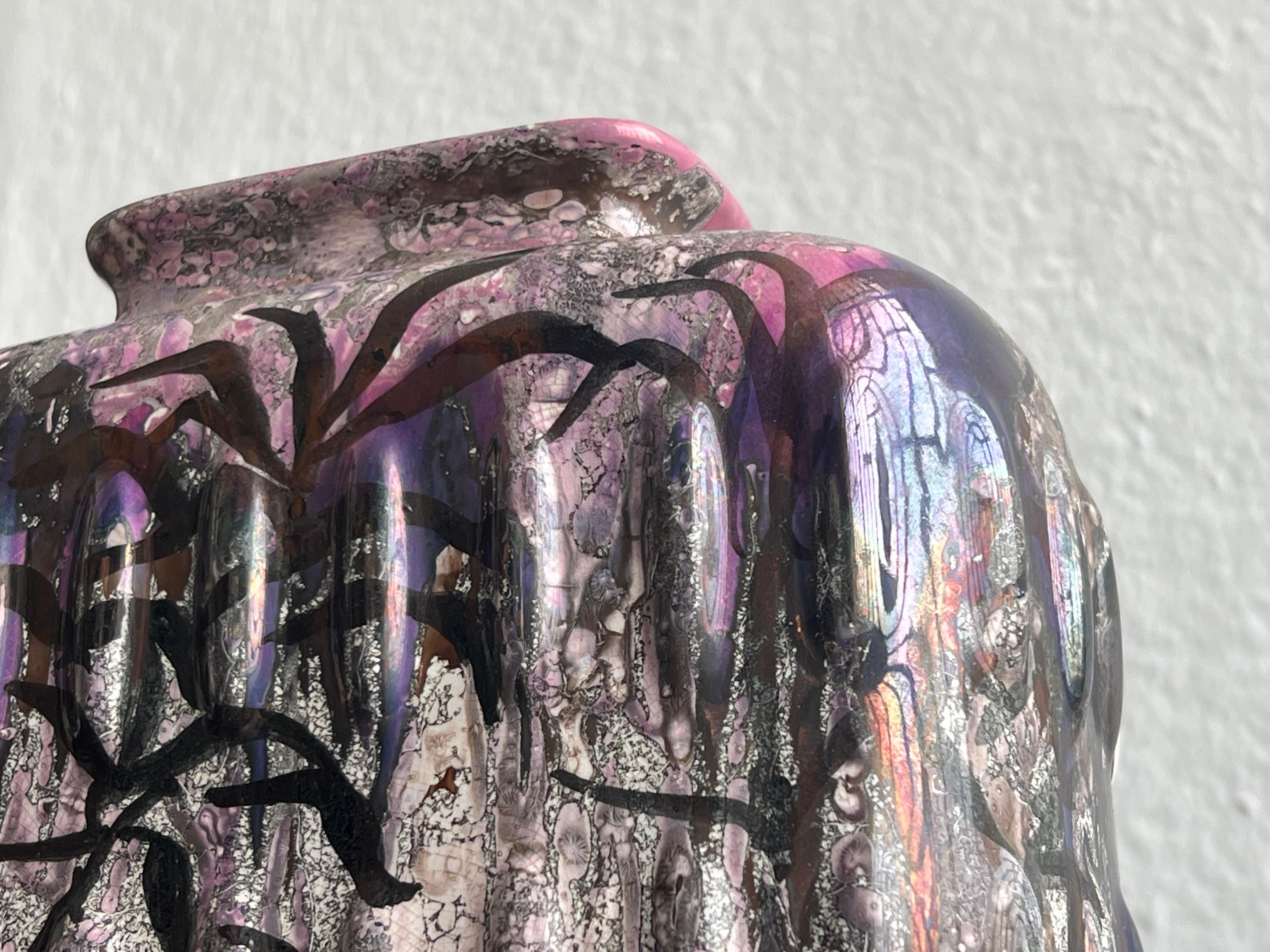 Vaso in ceramica smaltata, dipinto a mano da Fausta Bagatti, Milano 1950 pezzo unico in vendita 12