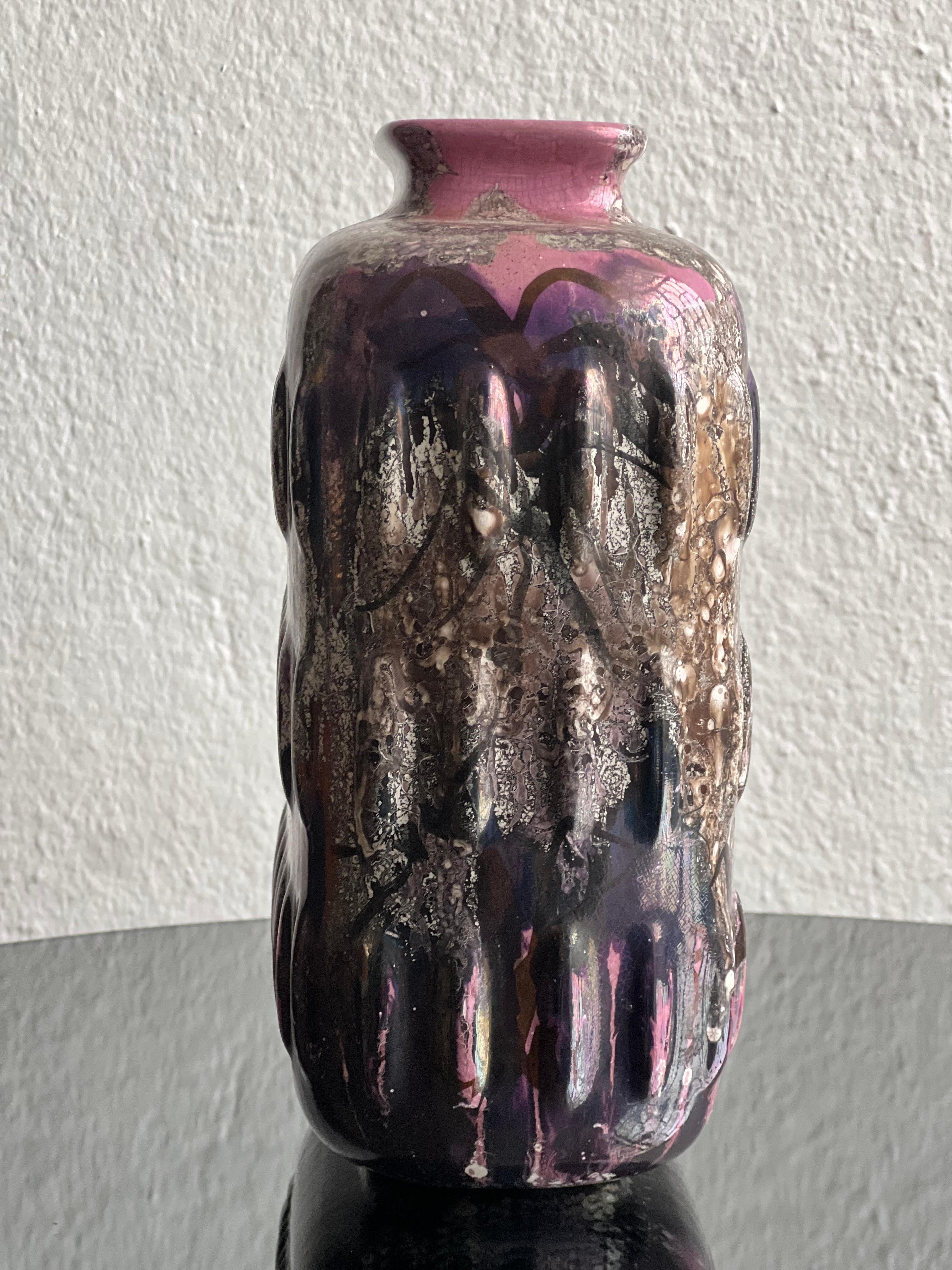 Vaso in ceramica smaltata, dipinto a mano da Fausta Bagatti, Milano 1950 pezzo unico in vendita 2