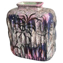 Ceramic vase glazed, hand painted by Fausta Bagatti, Milano 1950 unique piece