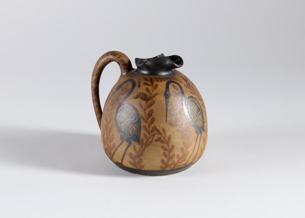 Ceramic Vase, Glazed Stoneware Pitcher, Ciboure Pottery, France, circa 1925 In Good Condition For Sale In New York, NY