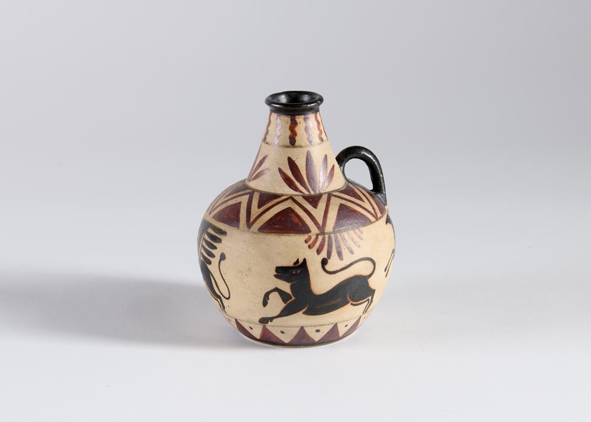Vernissé Vase en céramique, pichet en grès émaillé, poterie de Ciboure, France, vers 1925 en vente