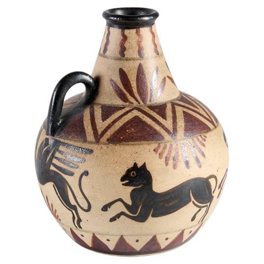 Keramikvase, glasierter Steinzeugkrug, Ciboure Töpferei, Frankreich, um 1925