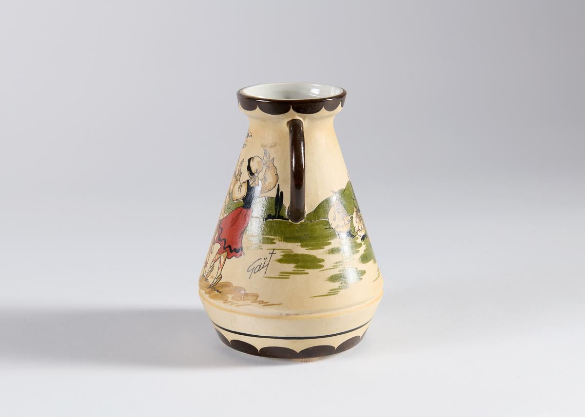 Français Vase en céramique, Vase en grès émaillé, Poterie de Ciboure, France, vers 1950 en vente
