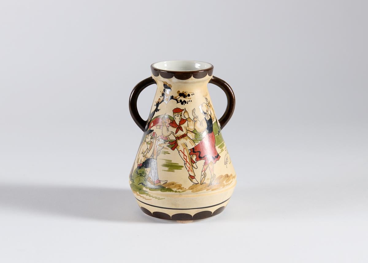 Vase en céramique, Vase en grès émaillé, Poterie de Ciboure, France, vers 1950 Bon état - En vente à New York, NY